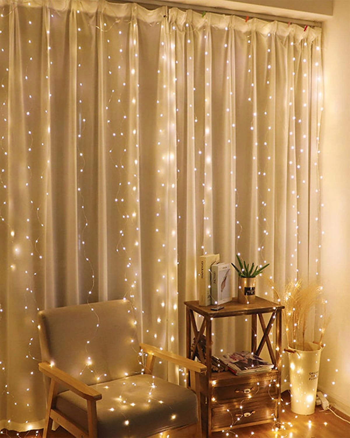 ADALYROMA Kurtyna Świetlna USB 100 LED Haczyki Wesele Party Święta Wnętrze — miniatura 6