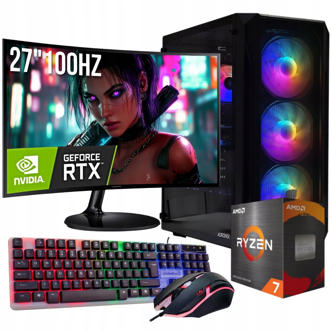 Herní Set Ryzen 7 5700X 32GB Rtx 5060 8GB WIN11 Monitor 27'' 100Hz