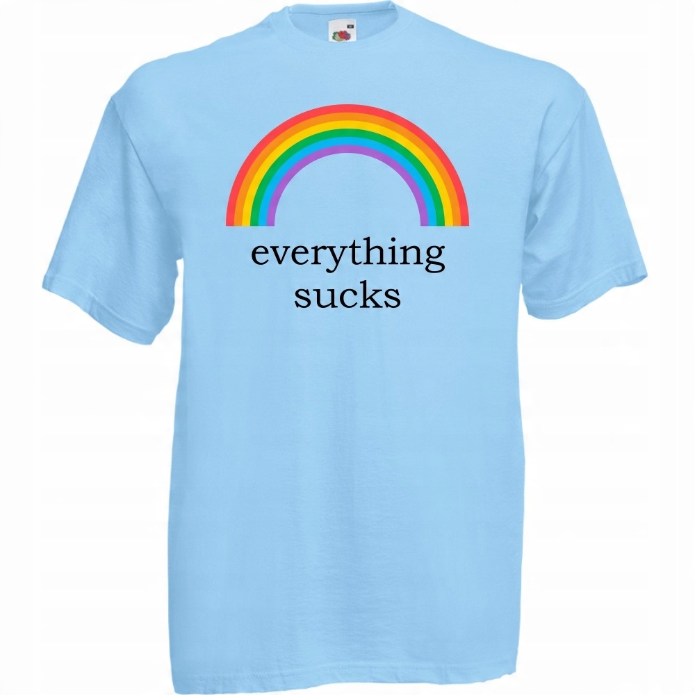 

Koszulka everything sucks tęcza XL błękitna