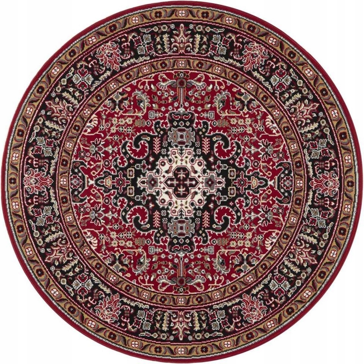 Okrúhly koberec, červený tradičný vzor, 160 cm