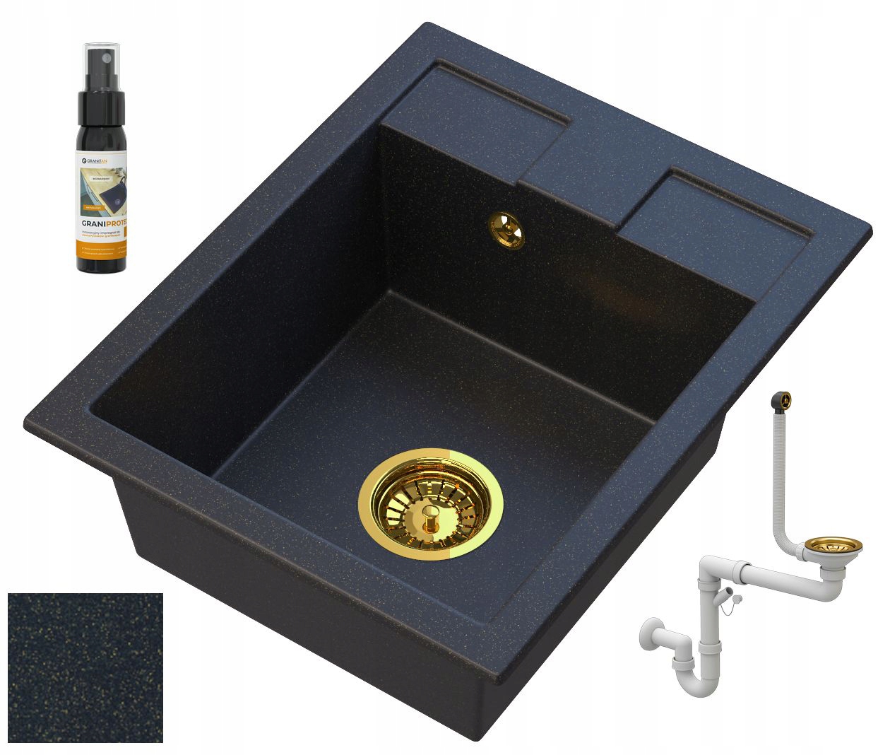 Čierny Granitový drez So Zlatými Časticami