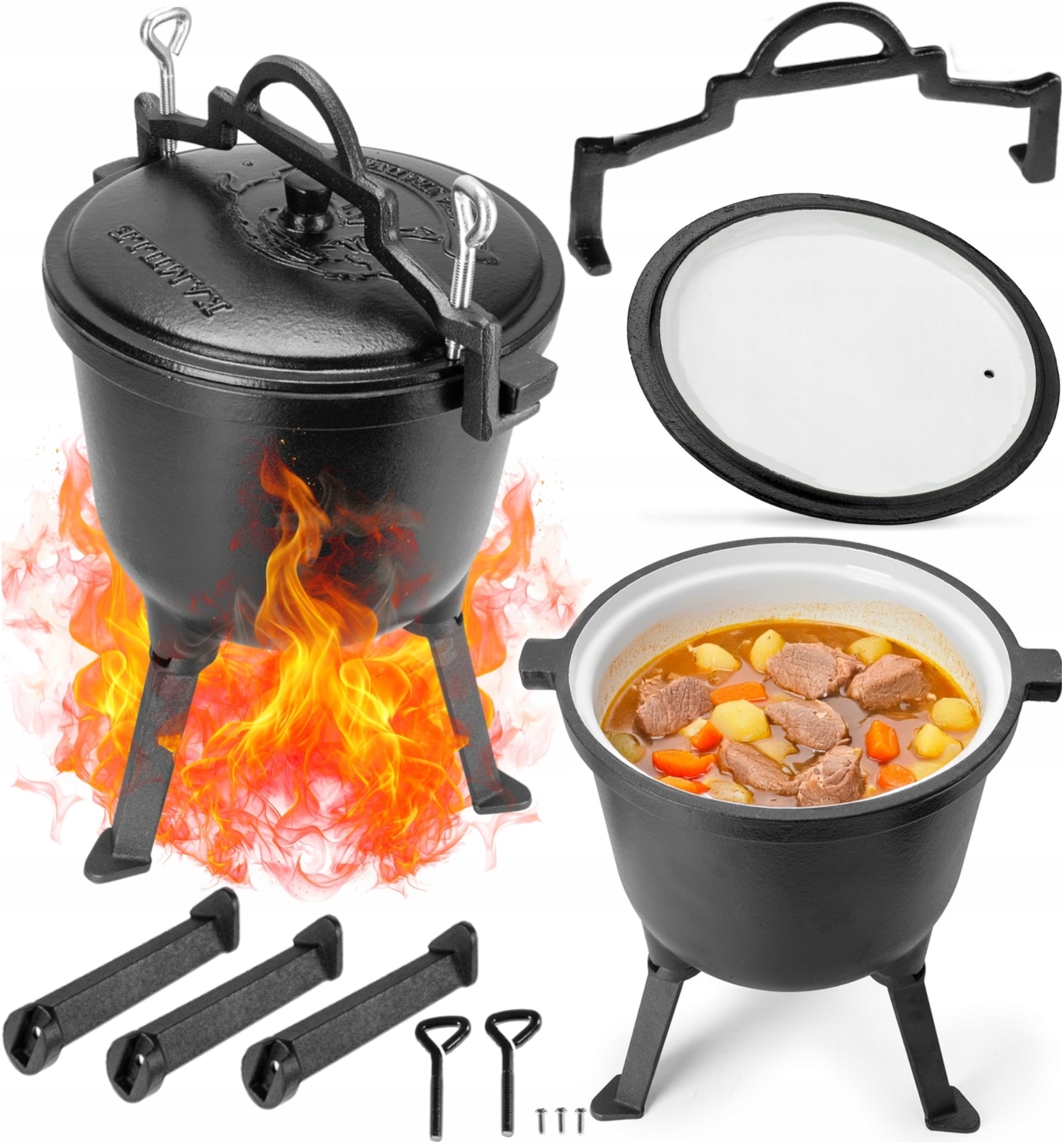 Smaltovaný Kotel Litinový Lovecký Hrnec S Ochrannou Vrstvou 2v1