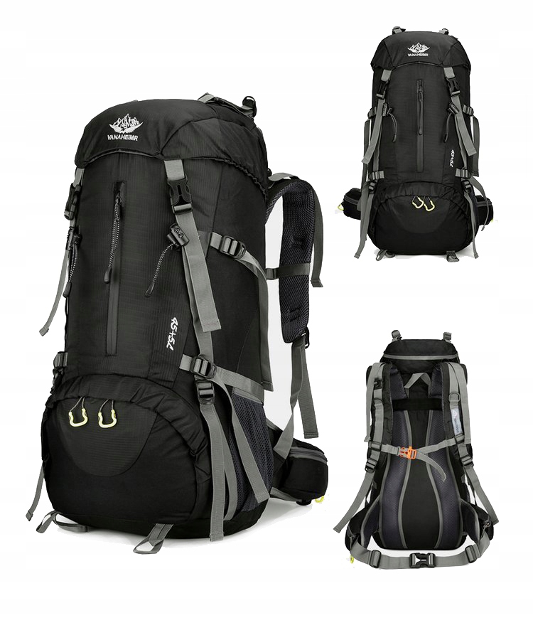 Plecak Turstyczny Trekingowy Biwak Góry 50L Jakość Vanheimir Czarny
