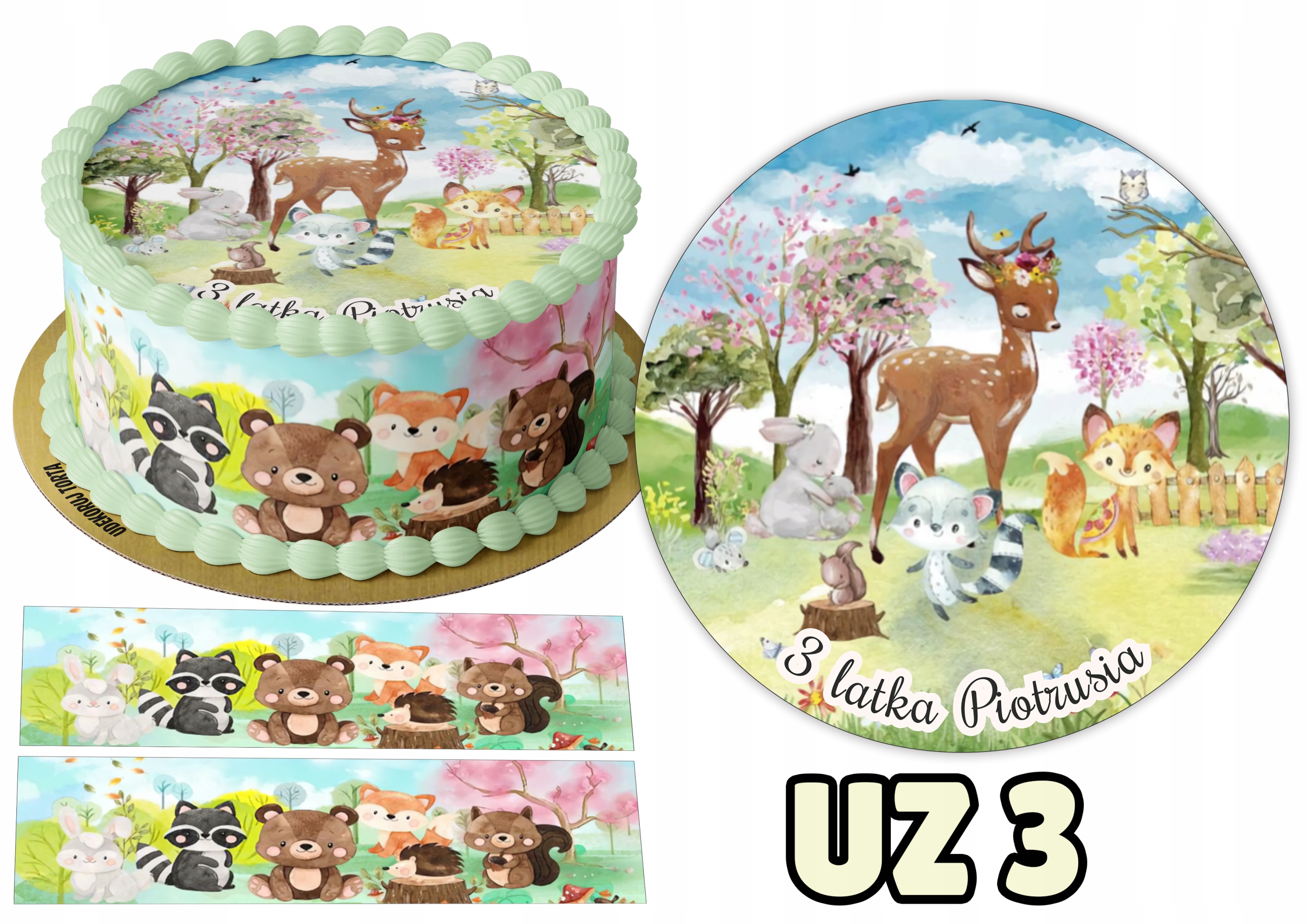 Opłatek UROCZE ZWIERZACZKI +2 Obwódki Nazwa handlowa Opłatek na tort
