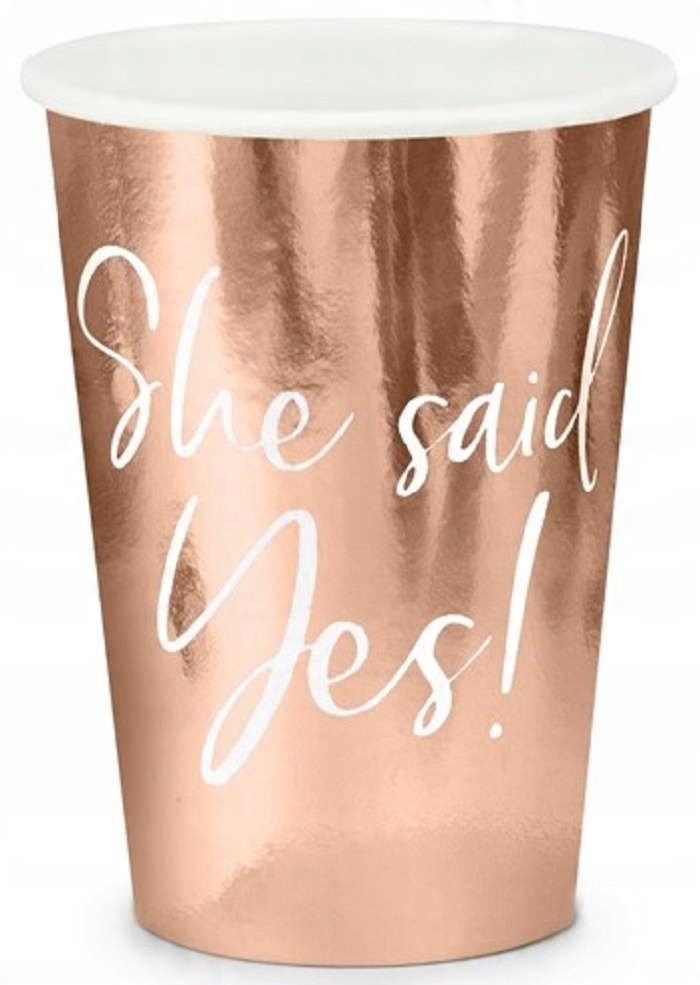 

Kubeczki Papierowe She said yes różowe złoto 220ml