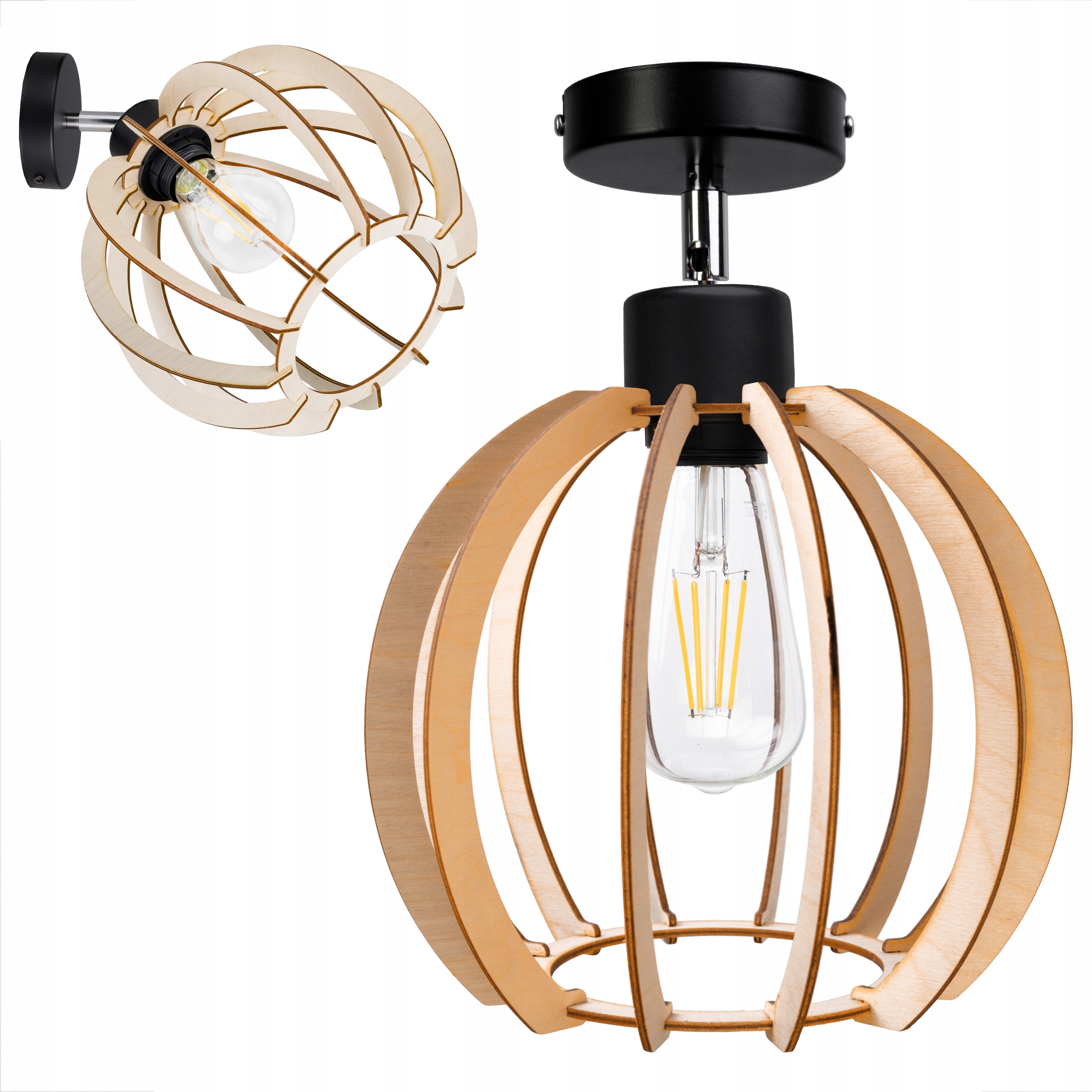 

Lampa Wisząca Sufitowa Kinkiet Drewniana Kula