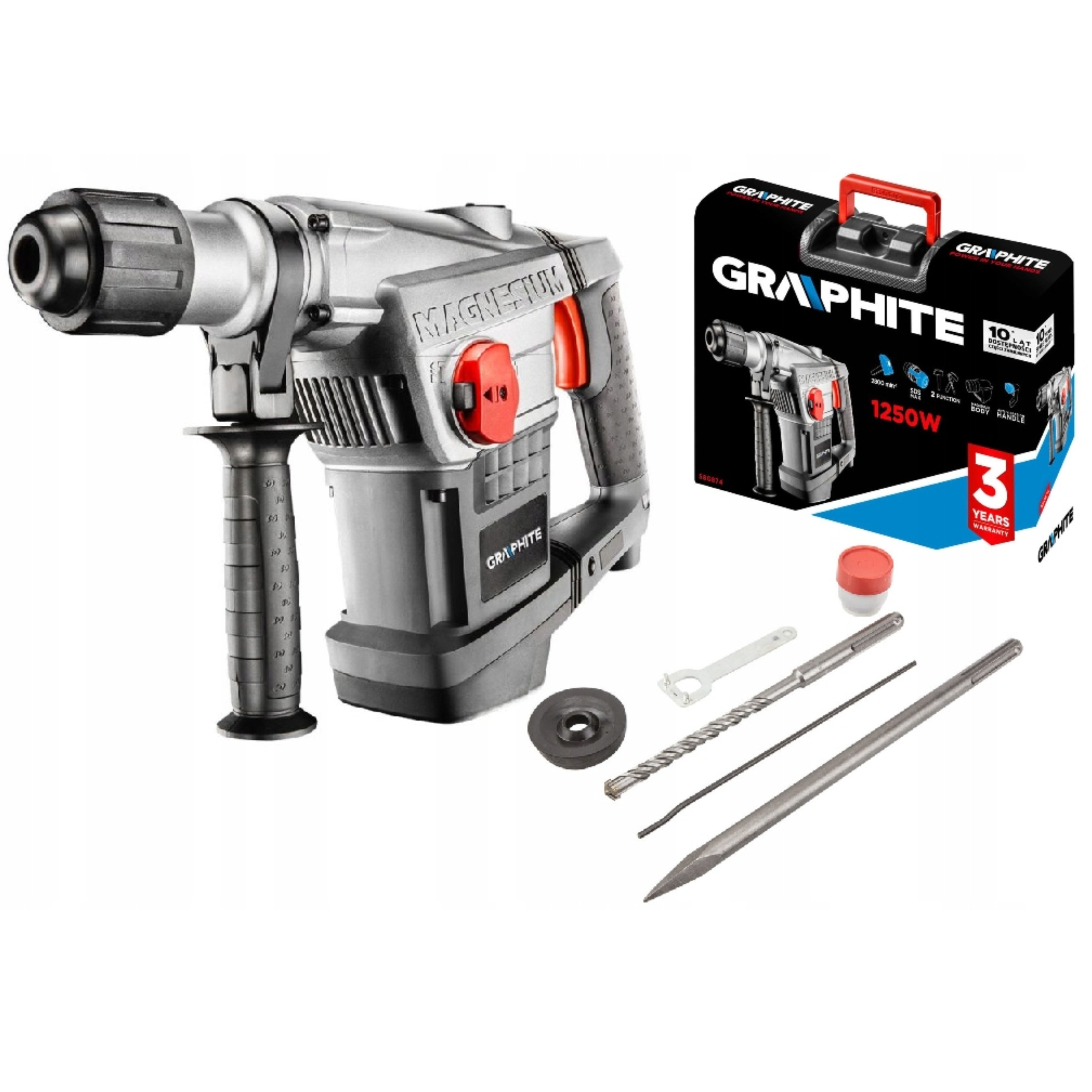 Graphite Příklepové kladivo Sds Max 1250W Kufr 58G874