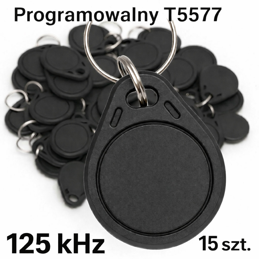 Brelok PROGRAMOWALNY RFID 125kHz T5577 Unique EM4100 MIA EMB2 Black 15 szt.