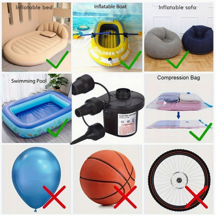 POMPKA ELEKTRYCZNA DO MATERACA PONTONU 3 DYSZE KOŃCOWKI 50 W Zasilanie sieciowe