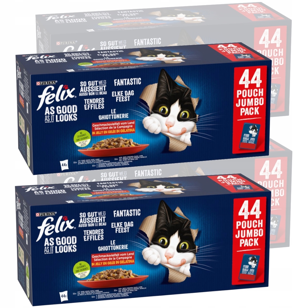 Levně Felix Fantastické Mokré Krmivo Pro Kočky Venkovské příchutě v želé 176 x 85 g