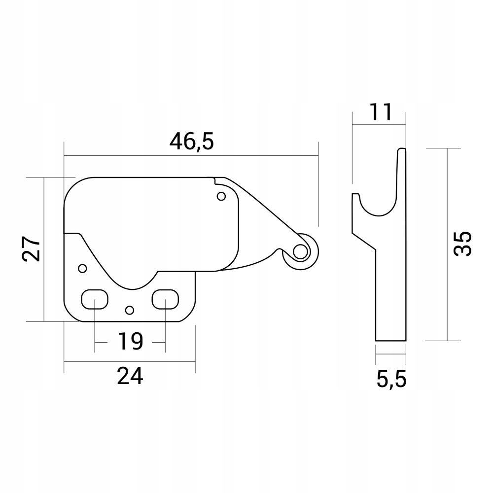 Zatrzask Mini Latch nikiel/Stal nierdzew ZA003 Szerokość 27 mm