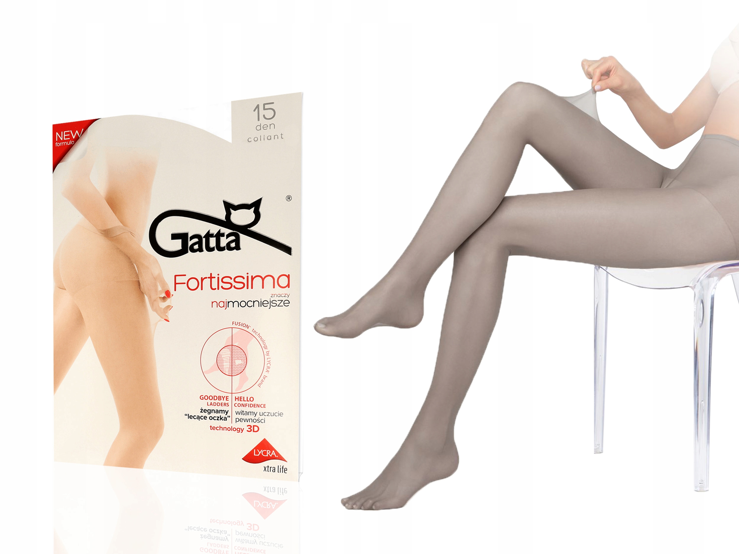 

Rajstopy Gatta Fortissima, 15 den lycra grafit 4-L