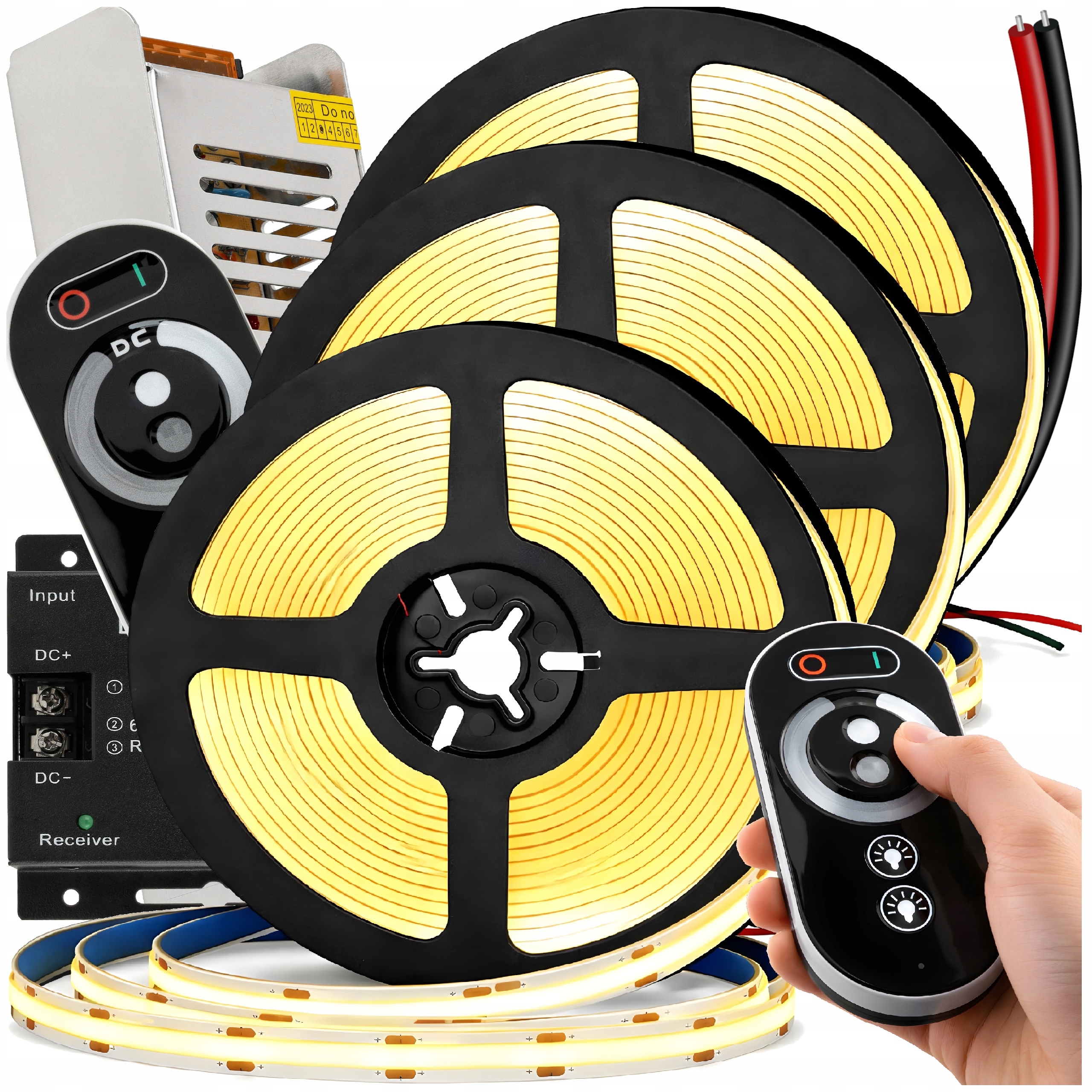 Led pásek 15 m Cob Neon 12V 180W Silné Jasné Světlo Napájecí Zdroj Dálkový Ovladač Sada