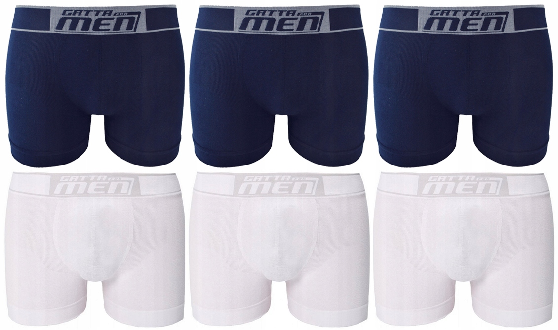 6 X Gatta Boxer Pánské Boxerky Bavlna Granátová Bílá M