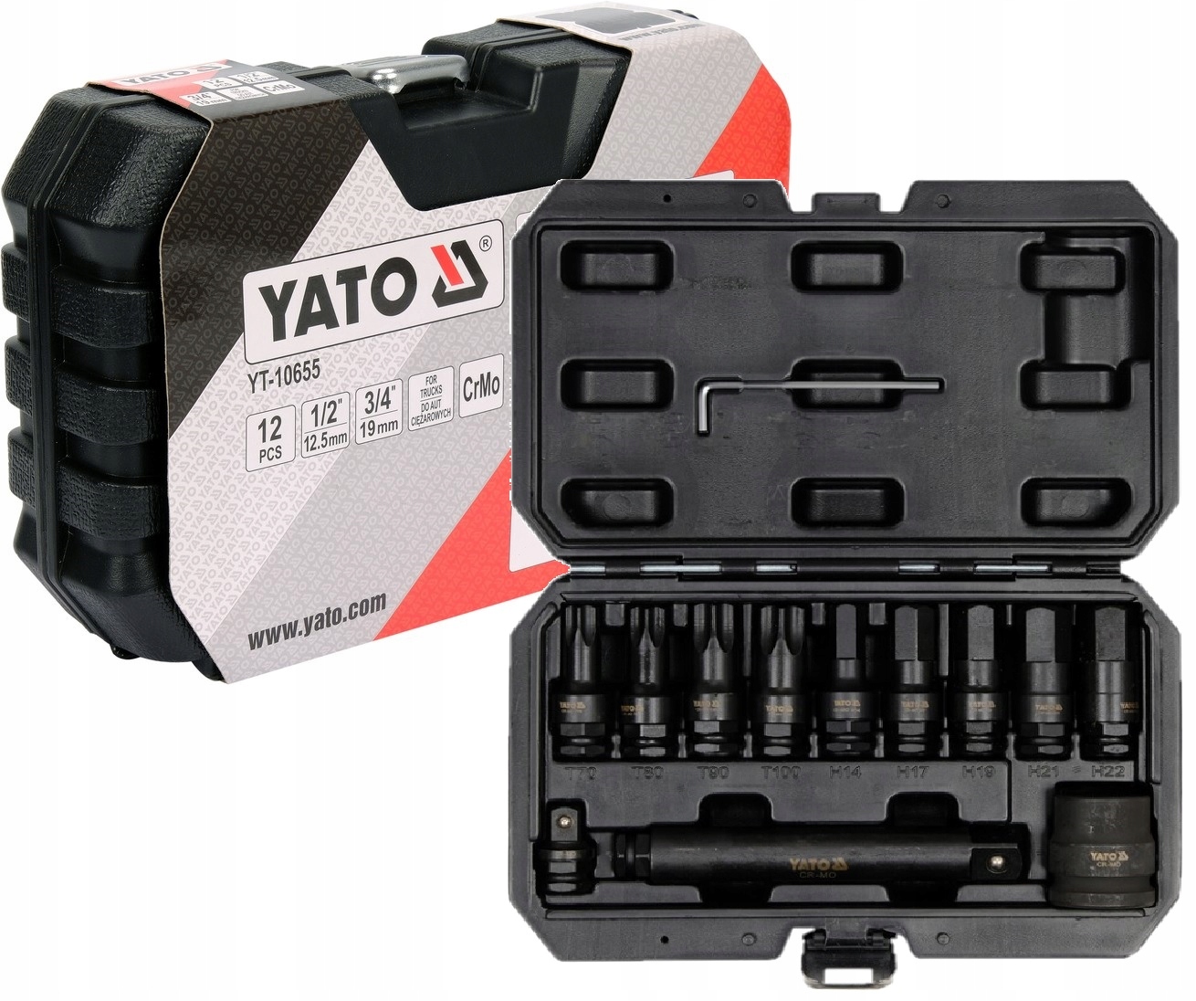Nástrčné Hlavice, Nárazové, Imbusové, Torx, 3/4", 12 Ks, Yato YT-10655