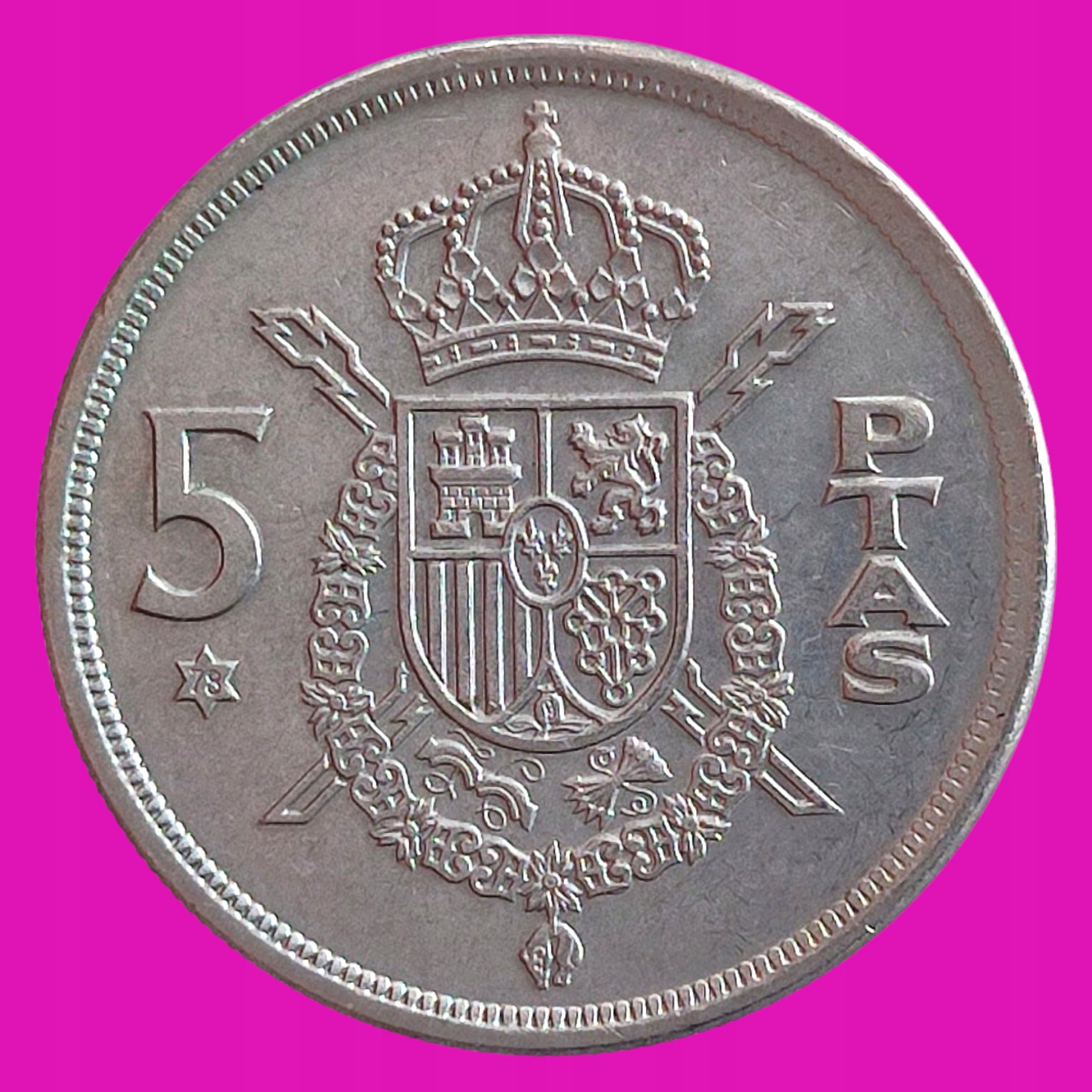 HISZPANIA 5 PESETAS 1975 JUAN CARLOS I HISTORIA PRZEŁOMU! HIT!