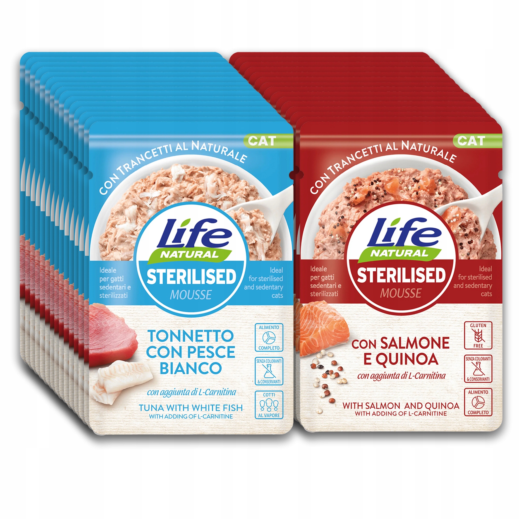 Levně Life Cat Natural Pěna Sterilised Krmivo 70g 30 ks – MIX pro kastráty