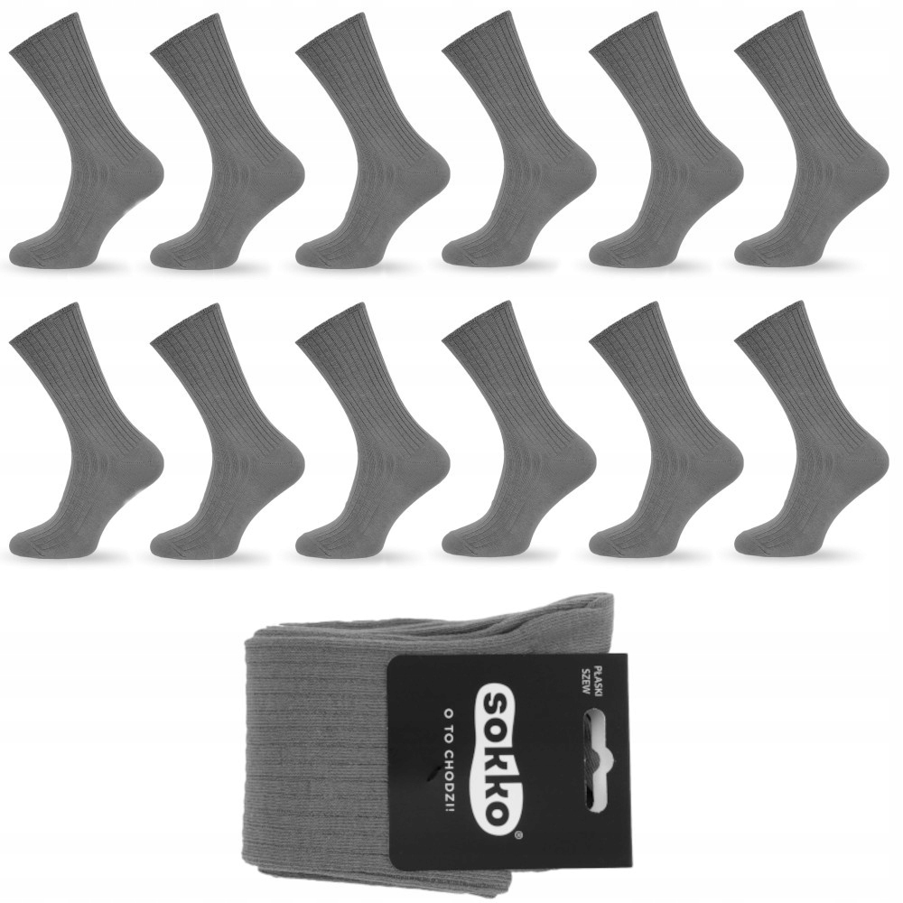 12xSOKKO Ponožky Dlouhé Šedé Beztlakové