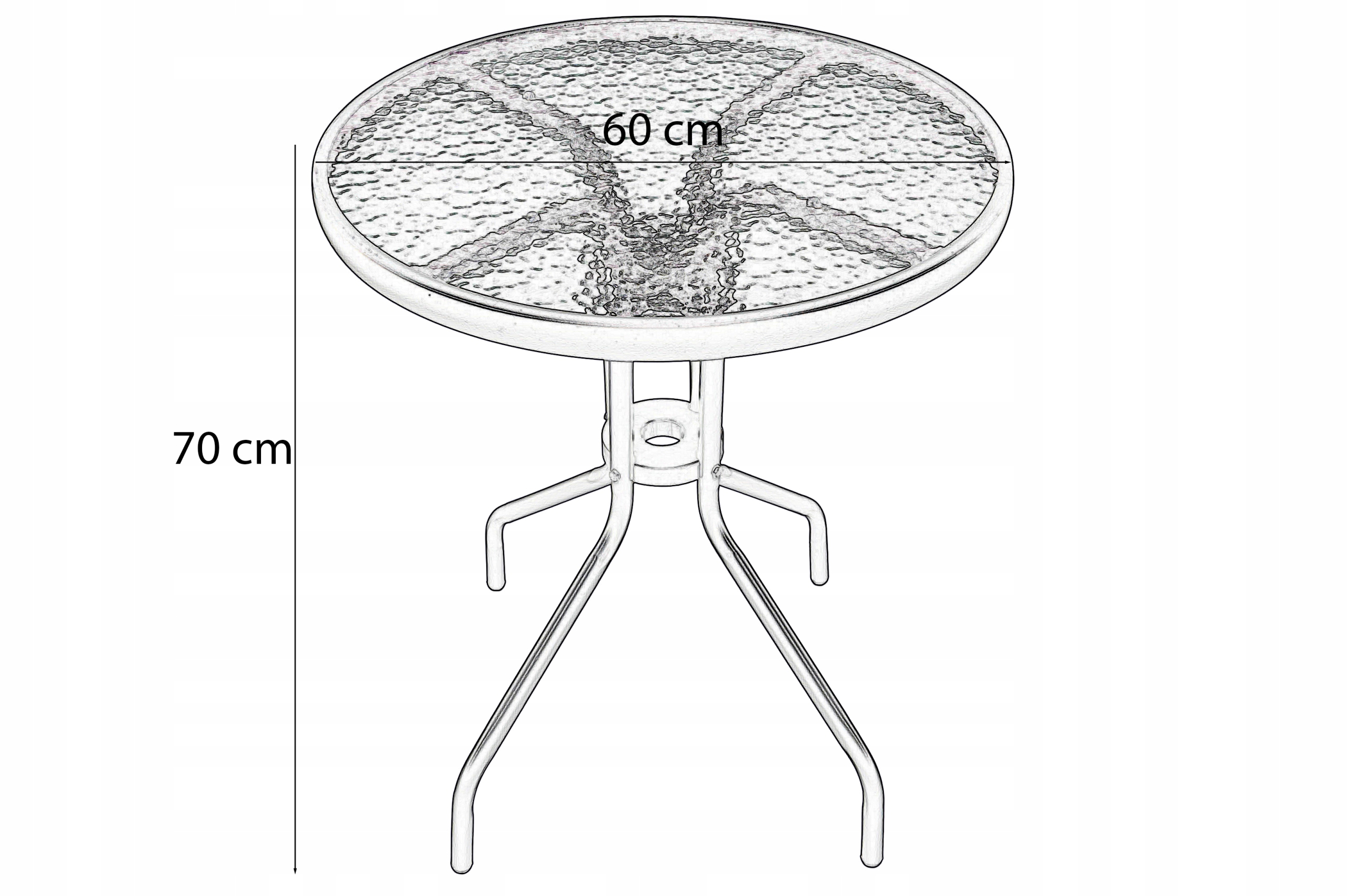 Stolik stół szklany kawowy balkonowy na balkon taras patio ogrodowy okrągły Kolor dominujący czarny