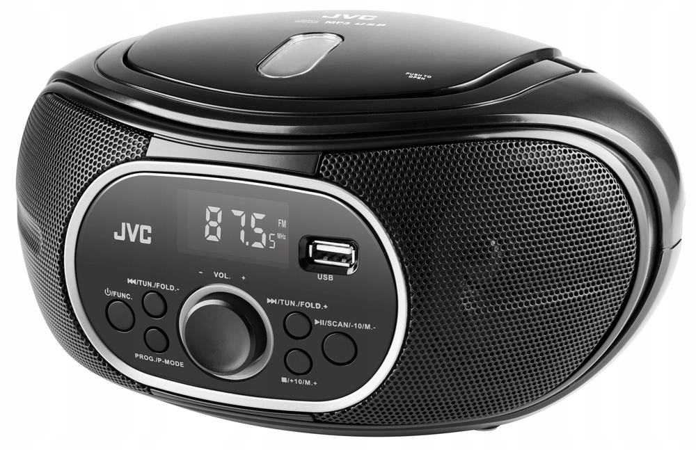 Boombox JVC Radioodtwarzacz CD USB Wyświetlacz LCD MP3 Radio black RD-E221B Odtwarzane nośniki CD