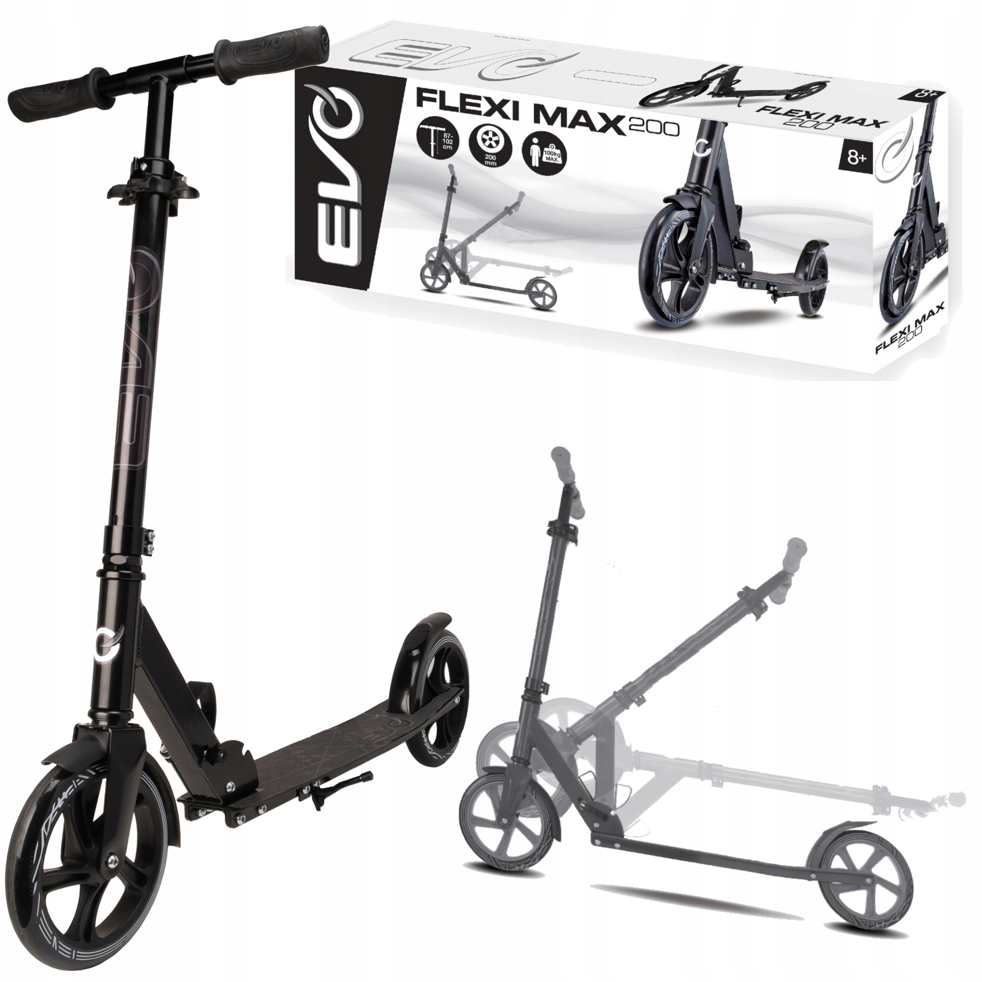 Hulajnoga Składana Miejska Lekka 200MM Koła Ze Stopką Do 100 Kg 8+