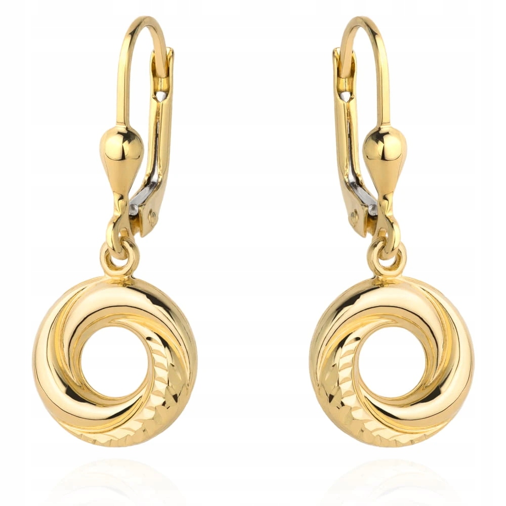 Zlaté Kolečka Diamantové 585 Náušnice Závěsné Anglické Zapínání
