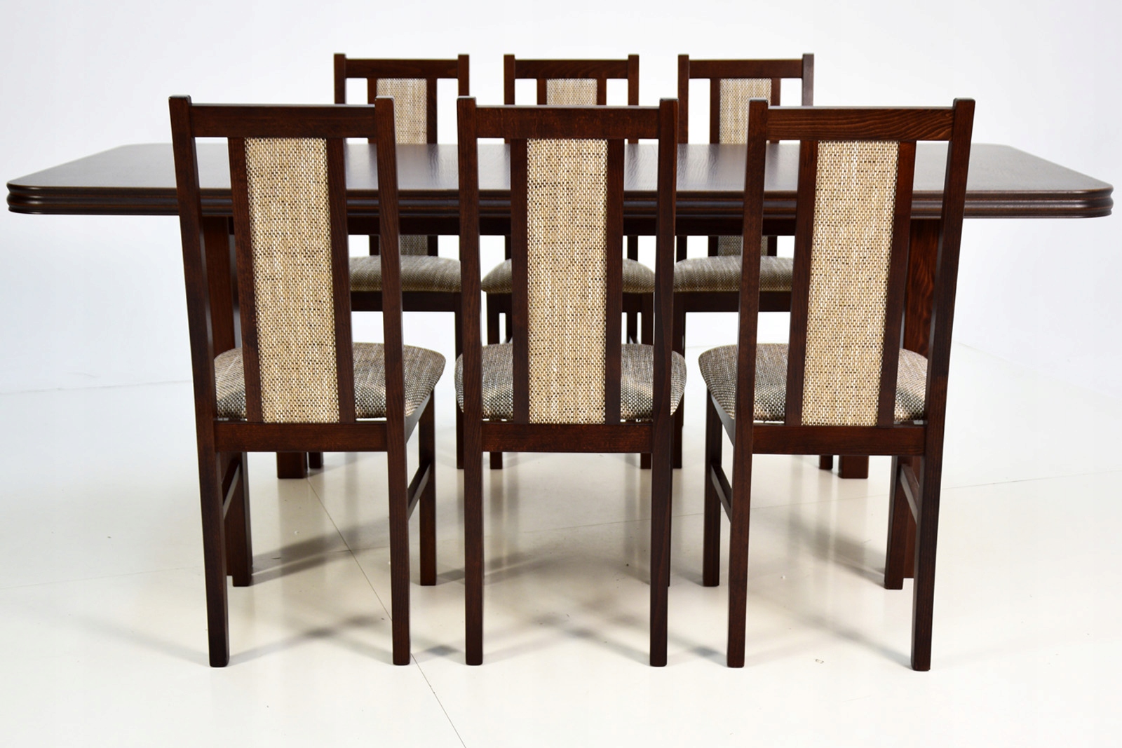 Rozkładany stół z 6 krzesłami do kuchni w ORZECHU Kod producenta B-14 + WP-5