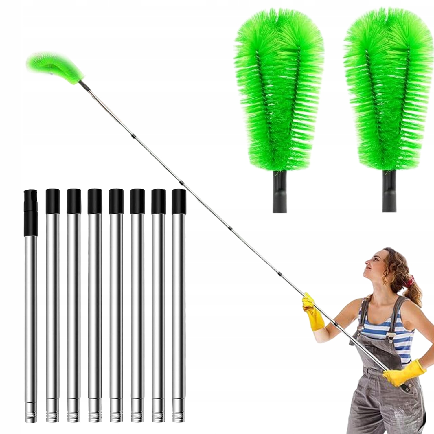 Levně Teleskopický Kartáč Na Čištění Listí A Sněhu 8 Segmentů 310 CM