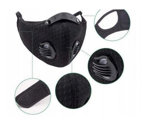 MASKA MASECZKA ANTYSMOGOWA ANTYWIRUSOWA + FILTR Kolor dominujący czarny