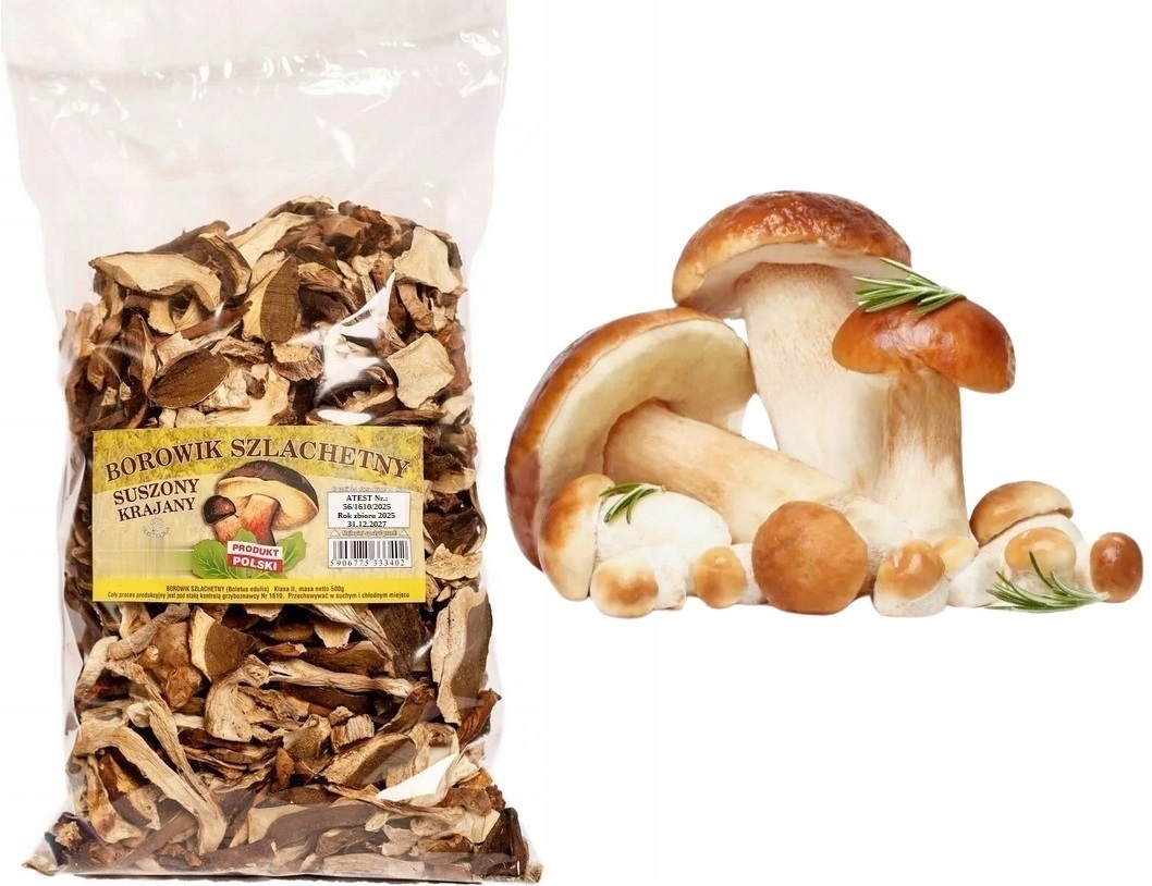 Borowik Pravý krájený 500g Nová Sbírka 2025 Polský Atest sušené houby