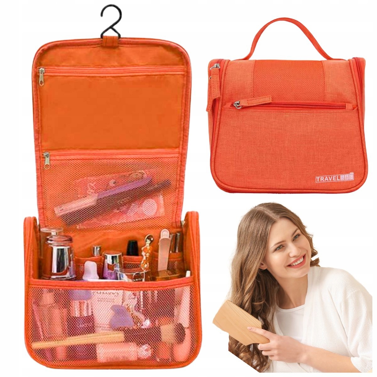 ORGANIZER KUFEREK NA KOSMETYKI KOSMETYCZKA TORBA PODRÓŻNA Z HACZYKIEM