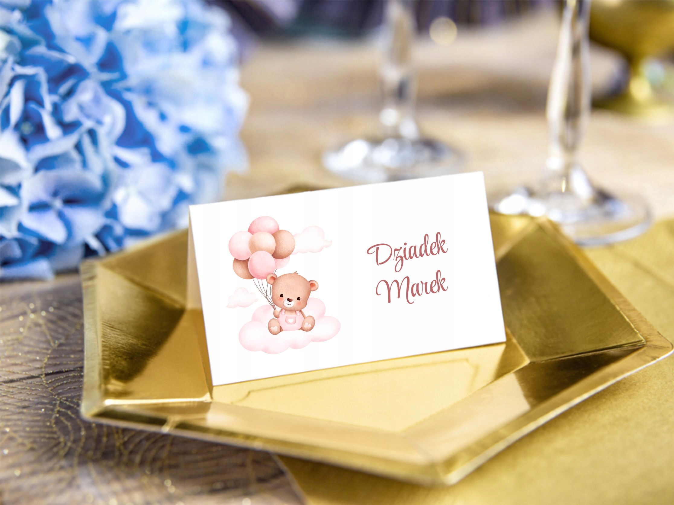 Winietki na stół CHRZEST ŚWIĘTY personalizacja gości Kolor dominujący wielokolorowy