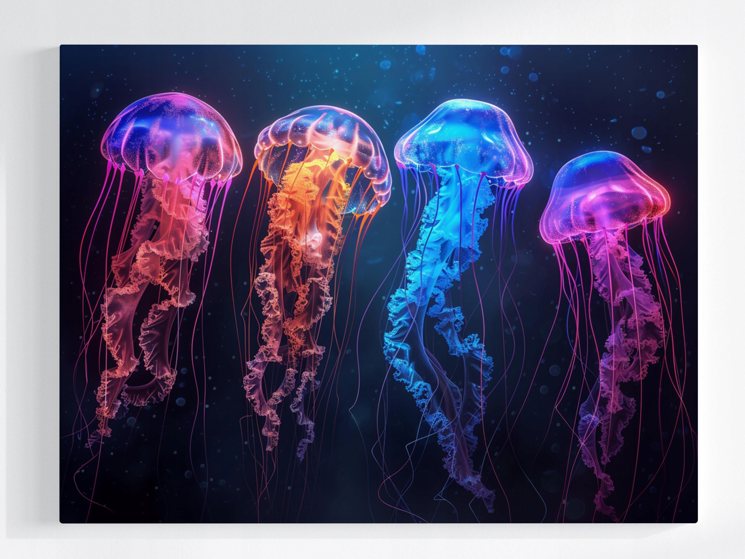 Obraz Na Plátně Canvas Podvodní Fauna Příroda Barevné Medúzy Neon 80x60