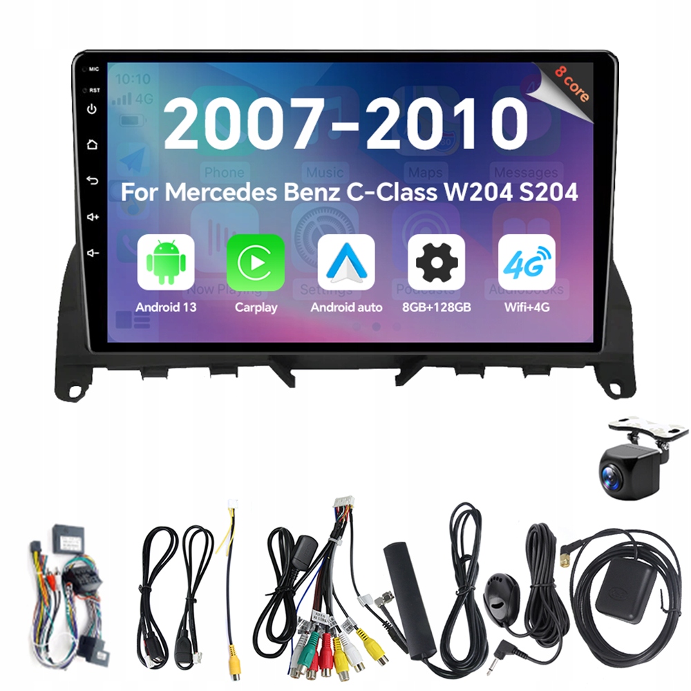 Autorádio Eunavi 2Din s Androidem pro Mercedes Benz třídy C W204 S204 2007-2010