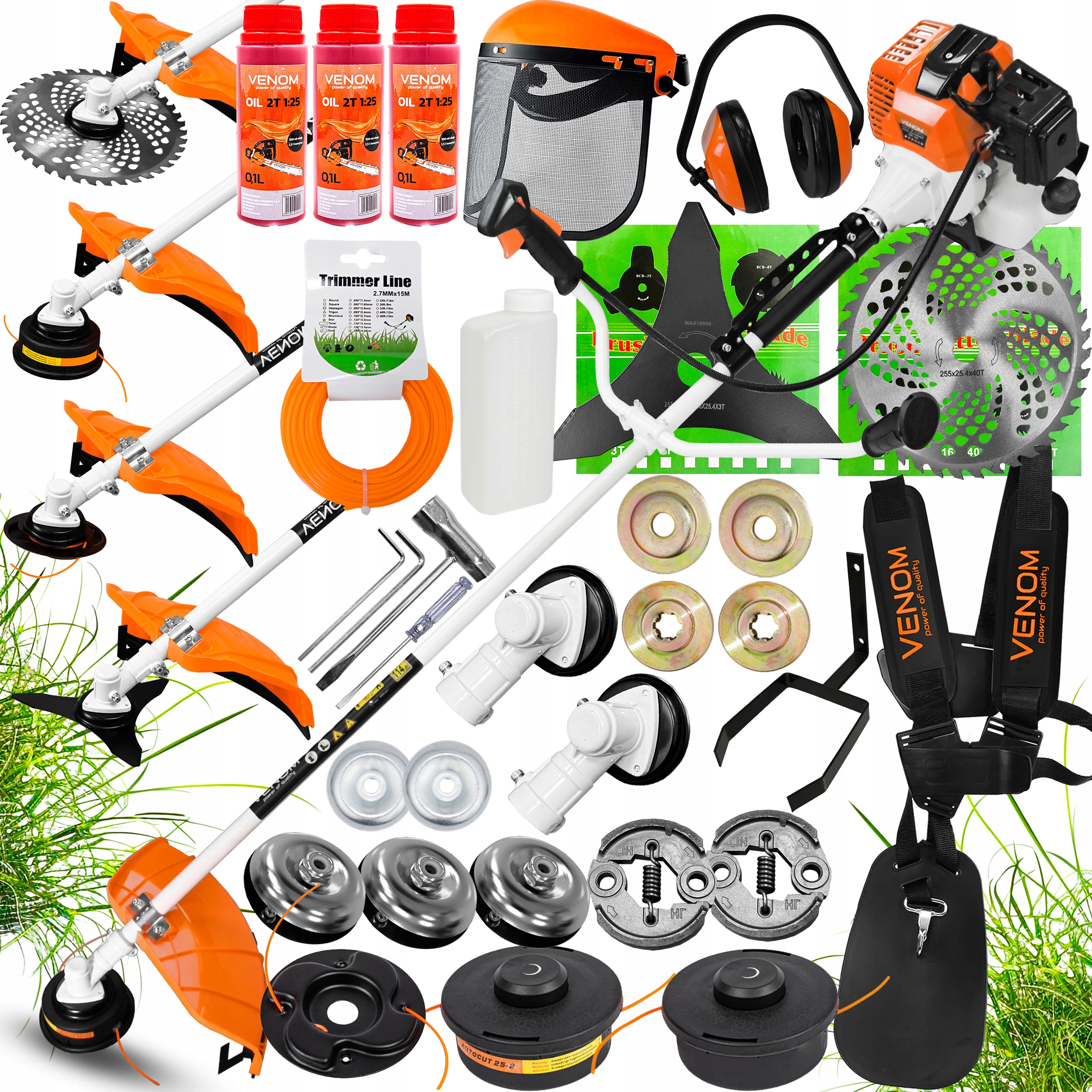 POTĘŻNA KOSA SPALINOWA PODKASZARKA SILNIK 3xGŁOWICA 2xTARCZA 2x PRZEKŁADNIA