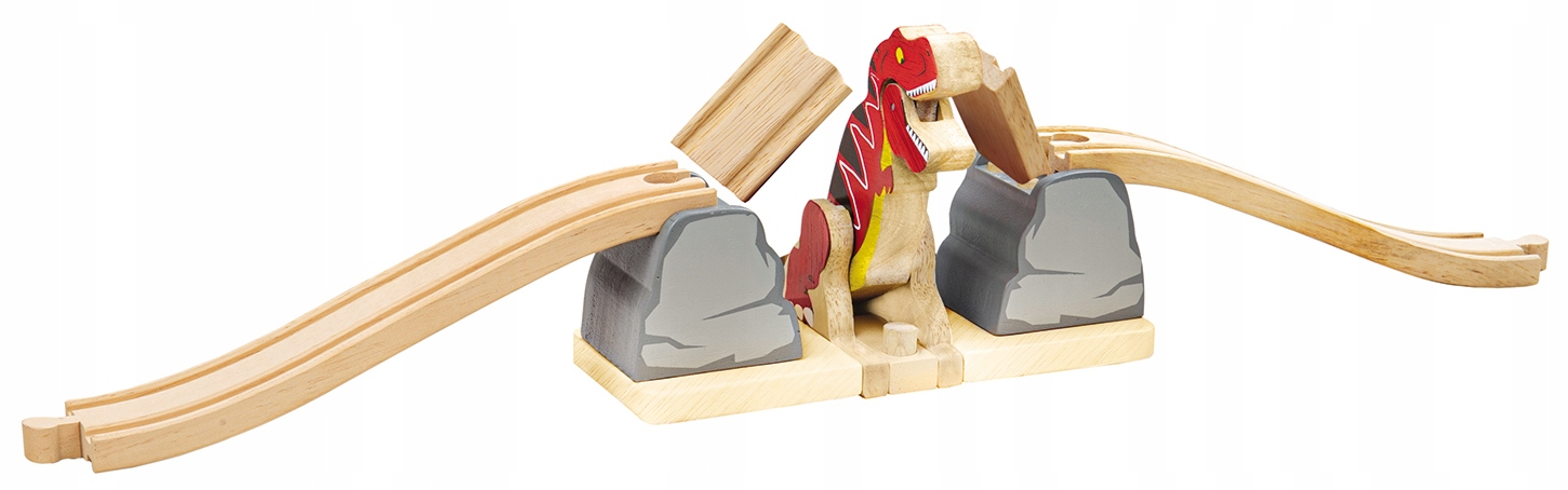 

most pękający T-rex kolejka drewniana Bigjigs