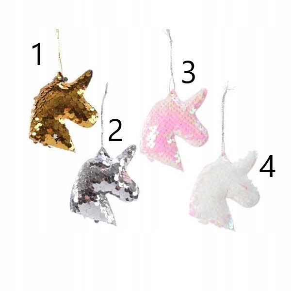 

Zawieszka jednorożec z cekinam na choinkę ozdoba