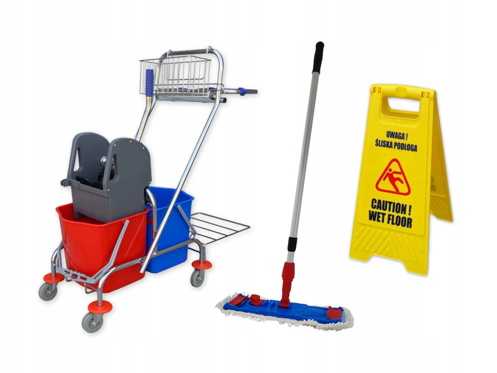 Zestaw wózek do sprzątania S6 dwa wiadra 2 x 15L mop teleskopowy potykacz