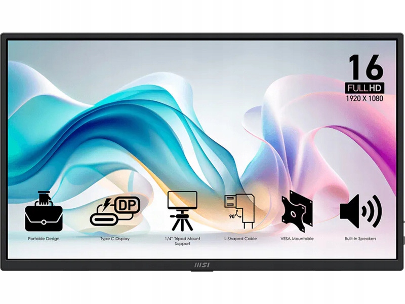 Monitor Msi Pro MP165 E6 15.6" 1920x1080px Ips 4 ms [gtg]