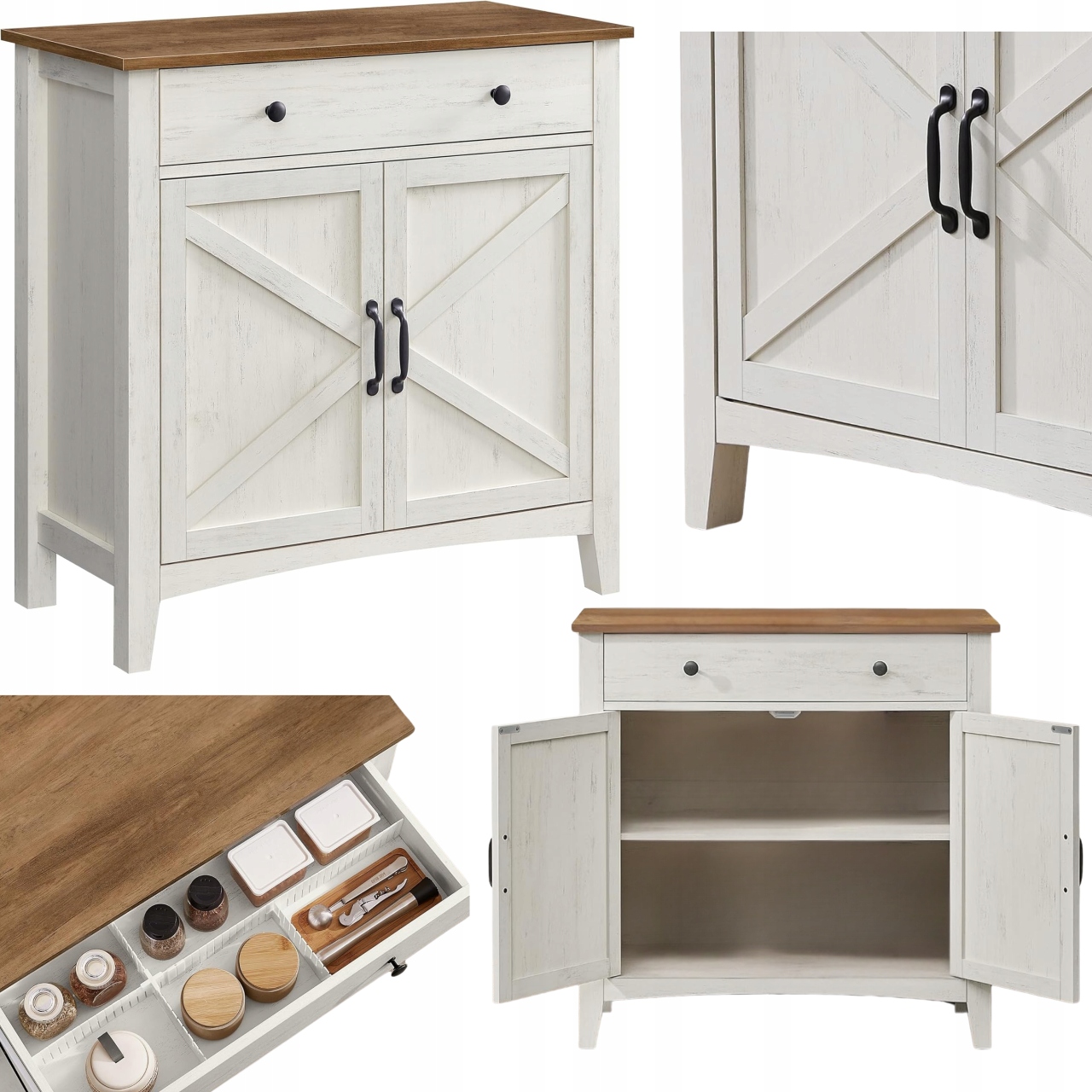 Komoda Posuvné dvere Rustikálny regál do kuchyne a jedálne