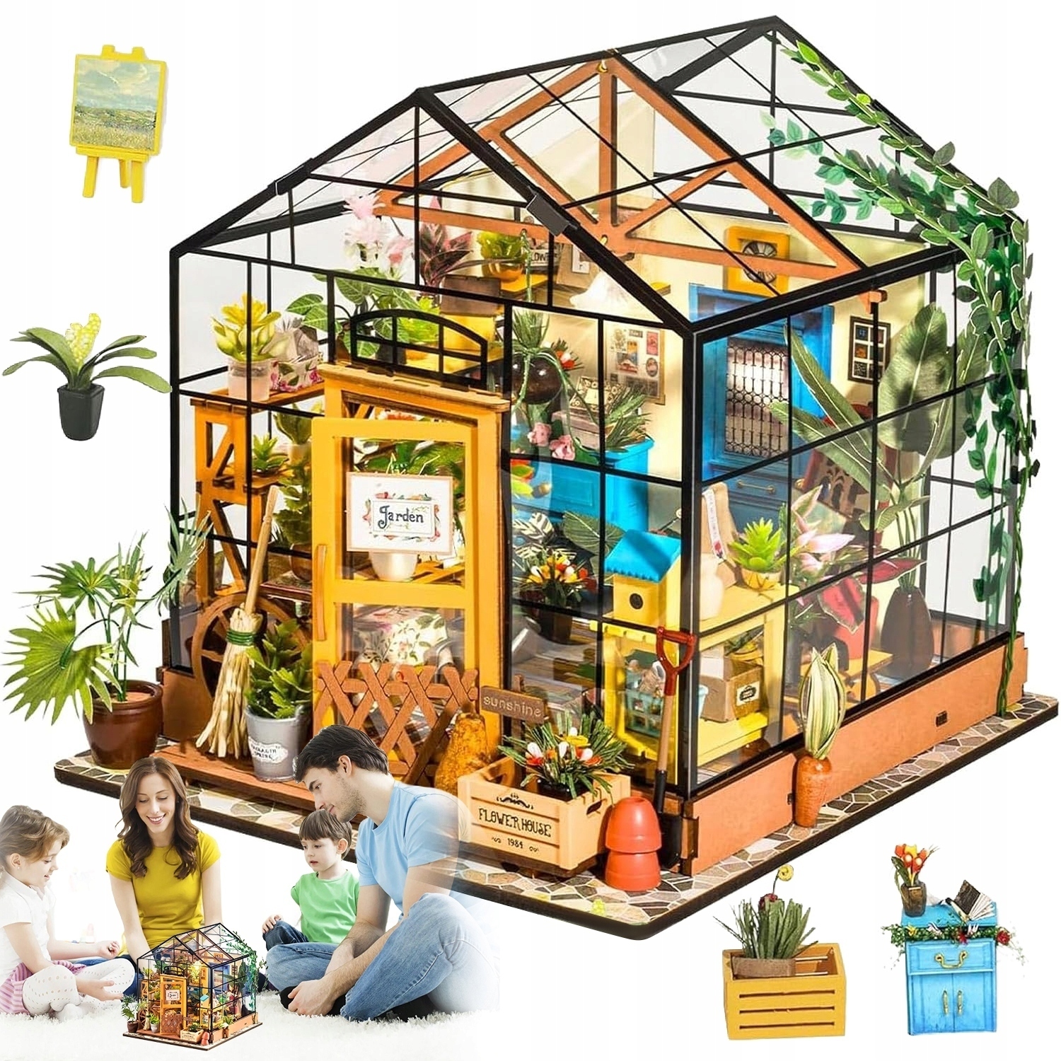 Miniaturowy Domek Z Akcesoriami Rękodzielniczymi Kreatywny Zestaw Led Diy