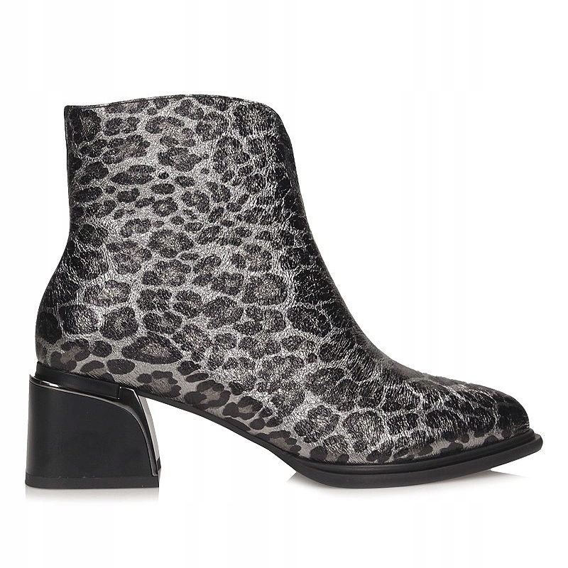 Stylové dámské kotníkové boty na podpatku S.Barski CR52-622 Blk Silver