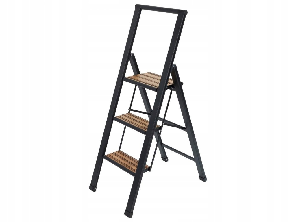 Skladací schodíkový rebrík, čierny, 3 schody, Wenko
