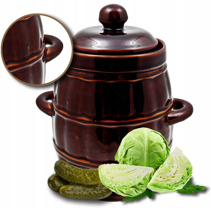 Hrnec Sud Kamenina S Víkem K Nakládání Okurek Zelí Keramika 3,2 L