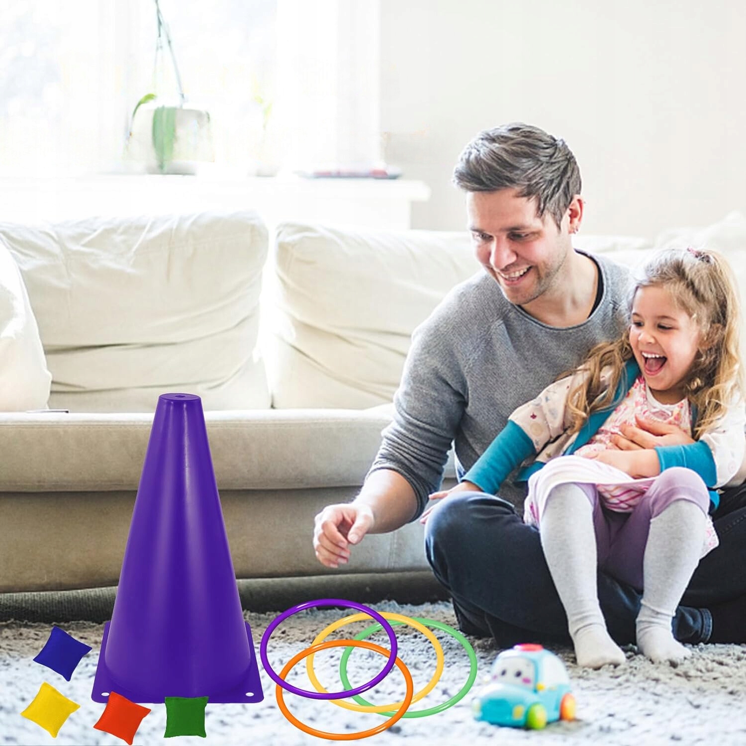 ZESTAW PACHOŁKÓW TRENINGOWYCH PACHOŁKI STOŻKI FASOLKI OBRĘCZE GRA RUCHOWA Wiek dziecka 2 lata +