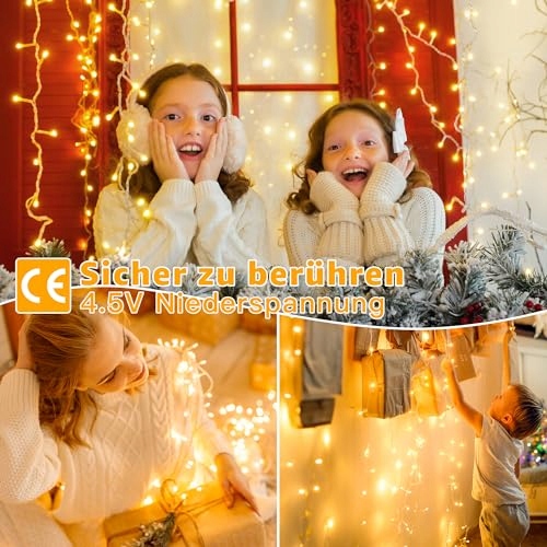OLLNY Kurtyna Girlanda Świetlna Lampki Łańcuch 3x3m 300 LED — miniatura 8