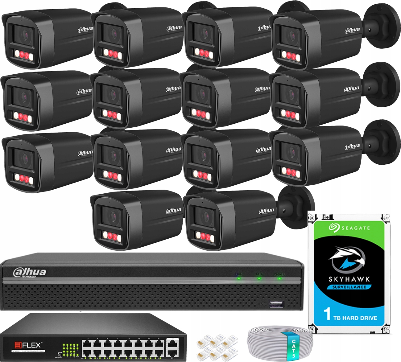 Sada na monitorovanie Dahua 14 kamier 4MPx 2K+ Dual Light 30 m Externé PoE