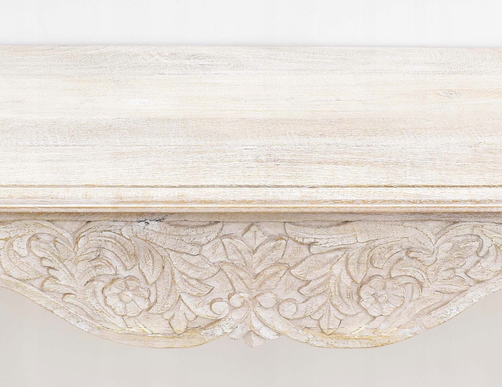 Konsola kolonialna indyjska lite drewno mango ręcznie rzeźbiona bielona Wysokość mebla 90 cm