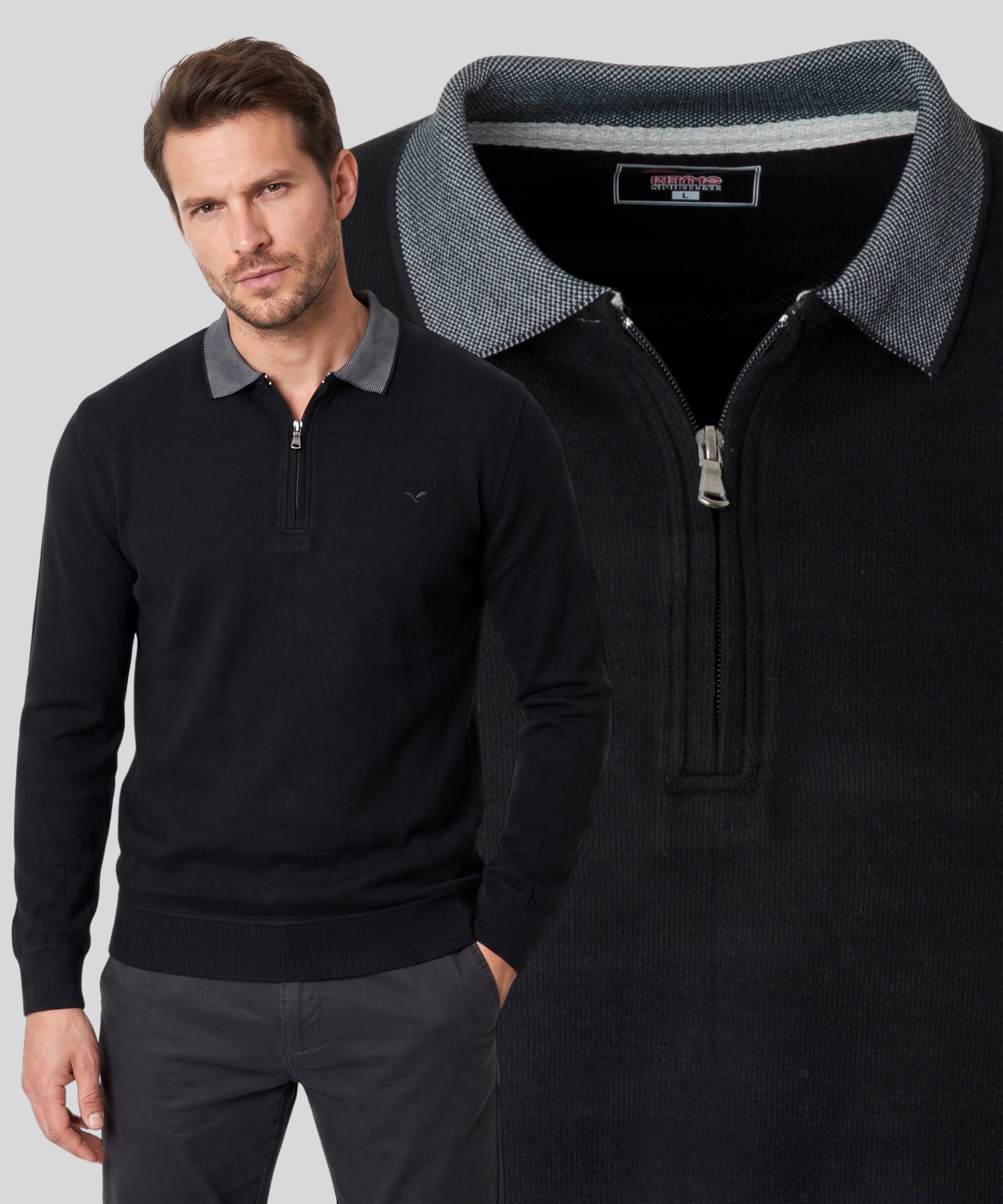 Bluza Męska Bawełniana Zamek Ciepła Czarna Turecka Jesienna R. XXL