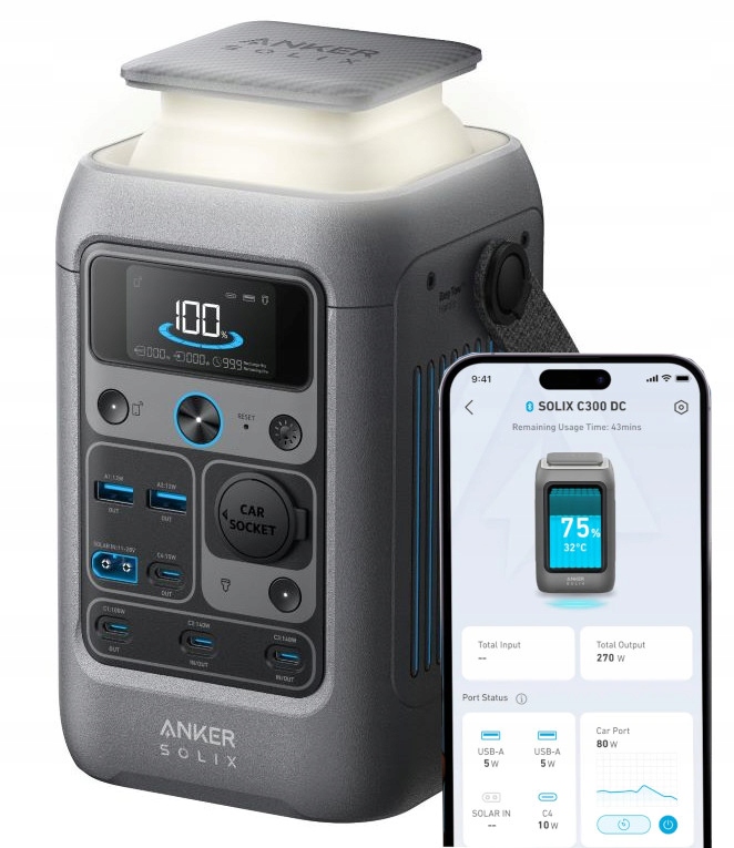 Przenośna stacja zasilania Anker Solix C300X DC 288Wh 300W